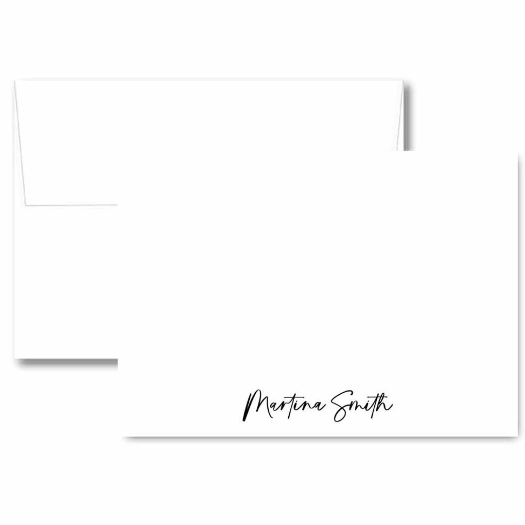 Personalized Script Note Card Set, Handmade Black and White Stationery ...