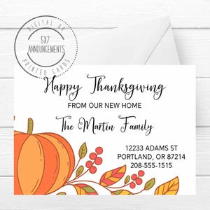 Pumpkin new home moving announcement, Thanksgiving address change card, happy Thanksgiving pumpkins fall address card, (ANY WORDING)