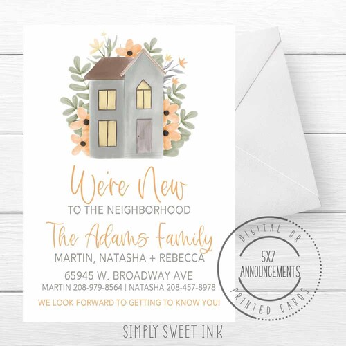 Editable We're New to the Neighborhood Cards Etsy