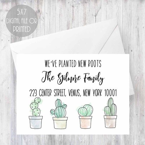Moving Announcement Card 5 x 7 Planted New Roots Moving Card