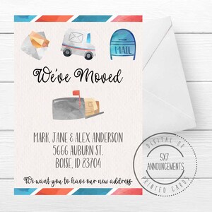 We&#39;ve moved card with mail truck, handmade we&#39;ve moved address change, personalized change of address moving announcement with mailboxes