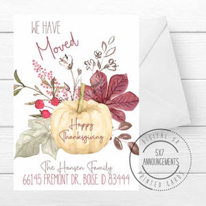 Thanksgiving change of address card, fall moving announcement card, Thanksgiving new address card, just moved card, moving announcement