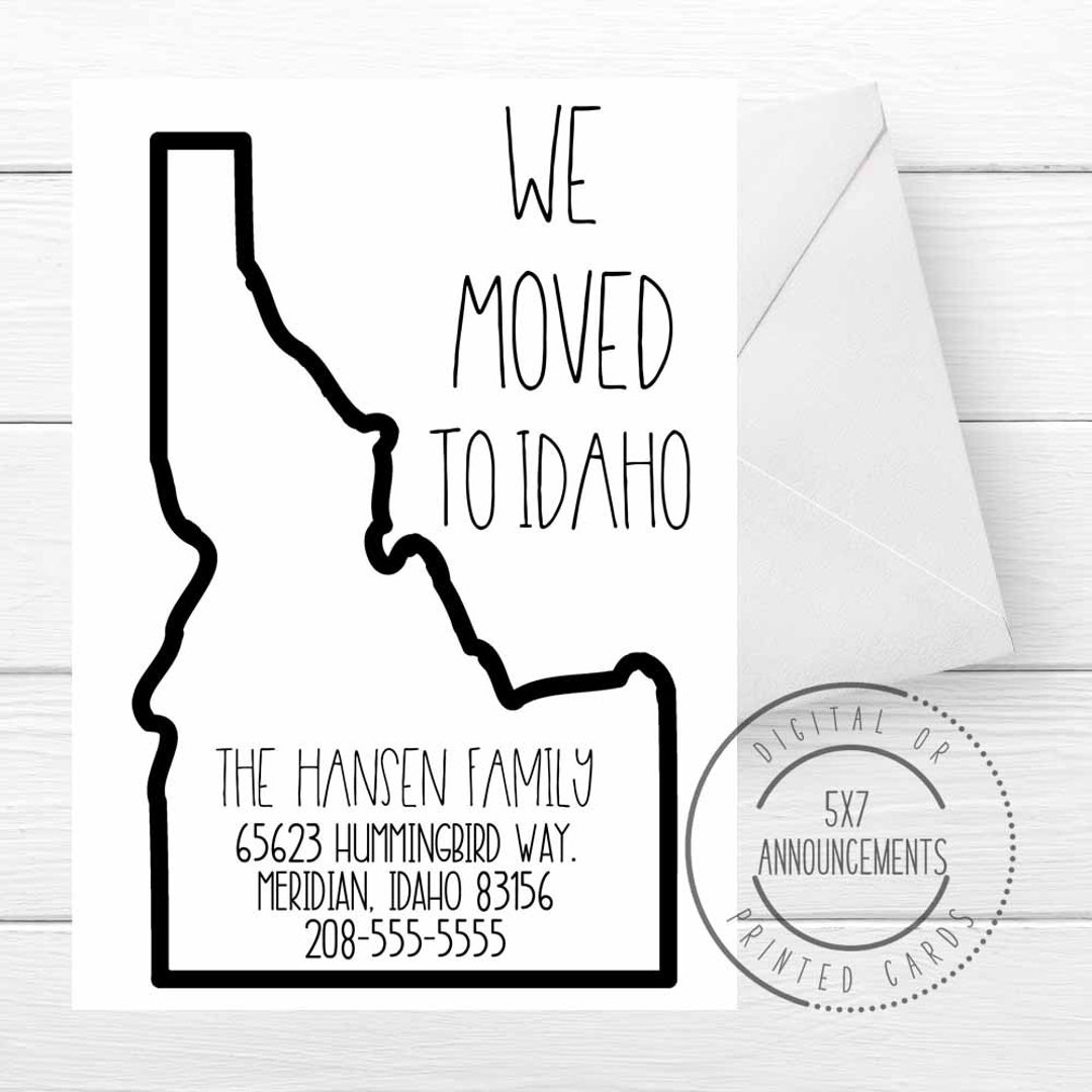 We Moved to Idaho Moving Announcement Card, We've Moved Card, Idaho