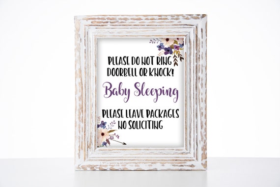 Printable Baby Sleeping Sign Pretty Floral Do Not Ring - Etsy