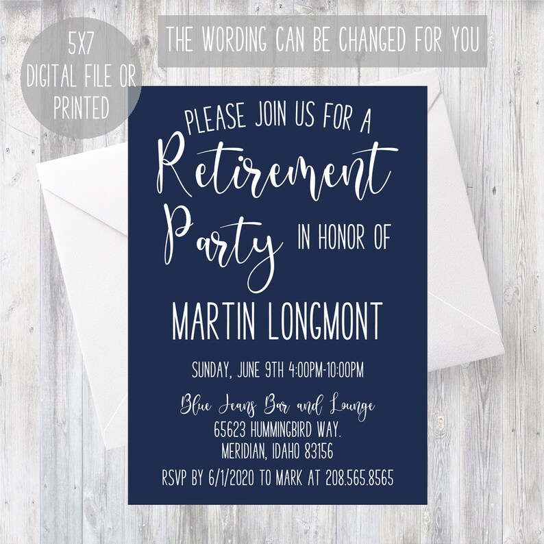 Retirement party invitation for men simple retirement party Etsy