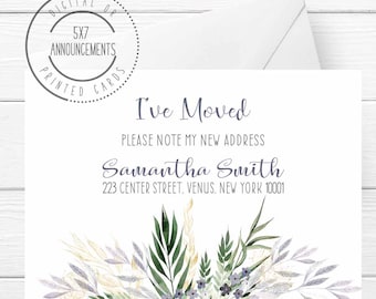 I've moved floral announcement, pretty spring moving note card, flower new address card, handmade personalized I've moved cards with flowers