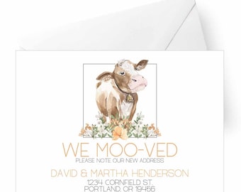 Farm cow moving announcement, personalized moo-ved funny country address change, cow we've moved cards, modern farm new address change
