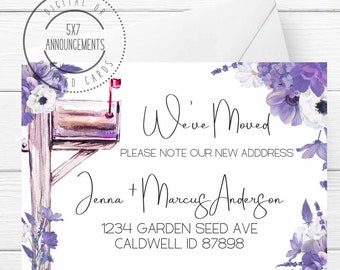 Floral Moving Announcement Cards, New Address, Spring Flowers (Digital or Printed)