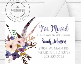 Floral I've Moved Announcement, New Address Card (Digital or Printed)