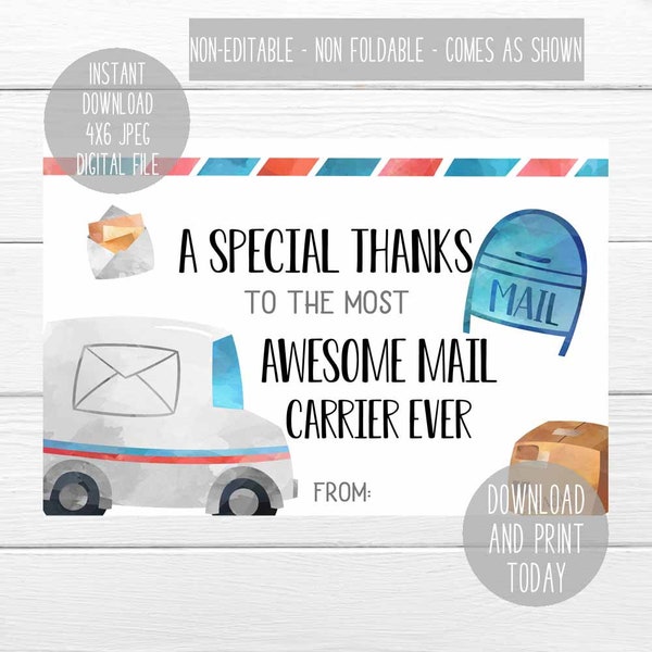 Thank you note for mail carrier, mailman thank you card, mail person gratitude, mail carrier notes, best mail carrier ever note card