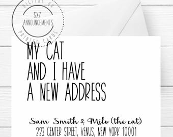 Personalized Cat Moving Announcement Cards, Funny My Cat and I have a New Address Note Card, Pet I've Moved Handmade Notes