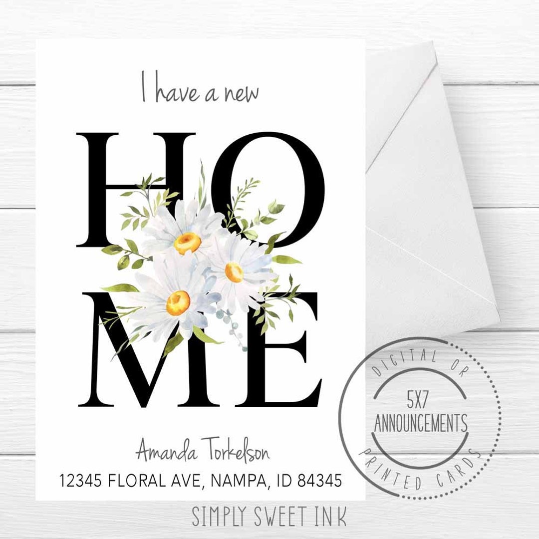 Daisy moving announcement yellow floral I've moved cards Etsy.de