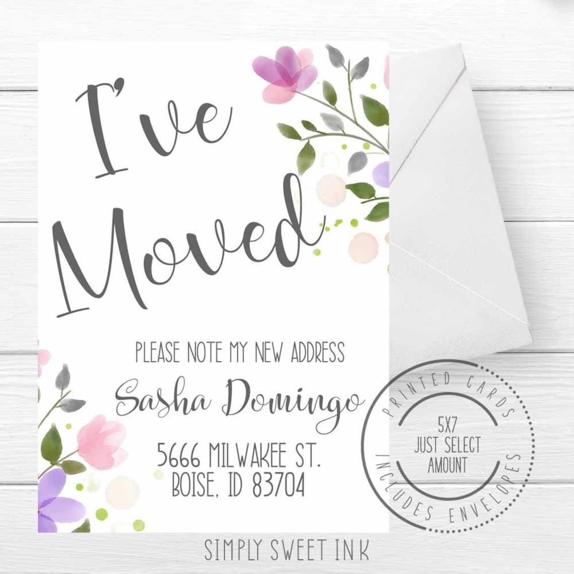 Printed Pretty I've Moved Announcement Card Floral I Have Etsy