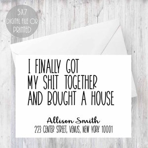 we/'ve moved card Funny look at us buying a house and shit funny new home card address change announcement new address card announcement