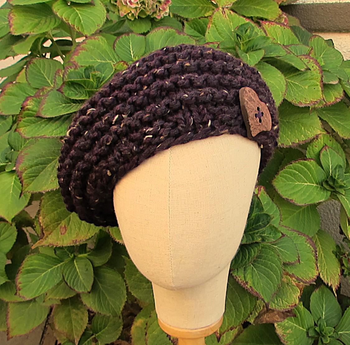 Merlot Heathered Tweed Beret Beanie Tam Slouchy Hat Handmade | Accessories | Merlot Heathered Tweed Beret Beanie  main image 4