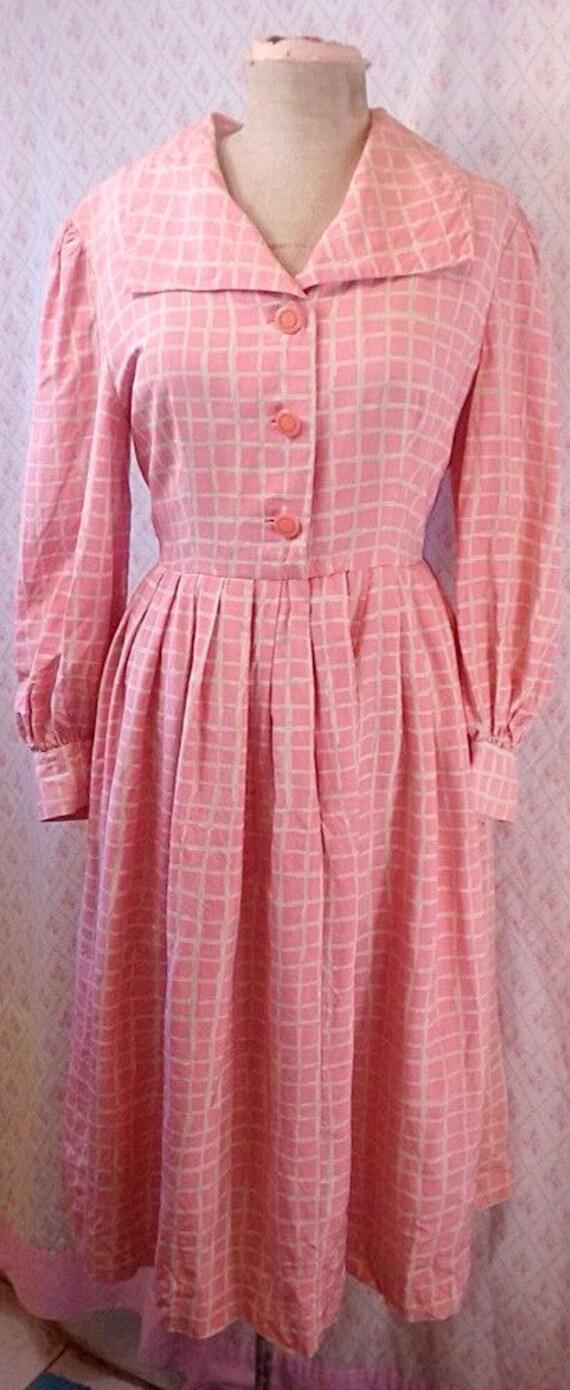 1950's vintage lovely pink and cream cotton/rayon… - image 4