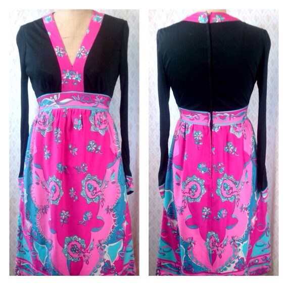 Spectacular vintage 1960's silk polyester jersey o