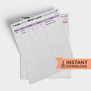 Printable Pumping Log, Breast Milk Log, Pumping Tracker, Breast Pumping Tracking Table, New Mom Essentials, Instant Download