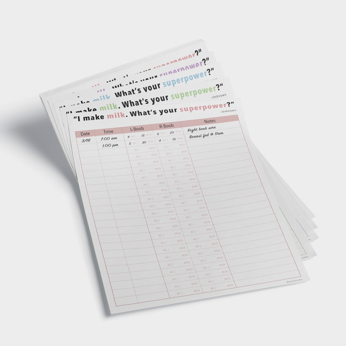 Printable Pumping Log, Breast Milk Log, Pumping Tracker, Breast Pumping Tracking Table, New Mom