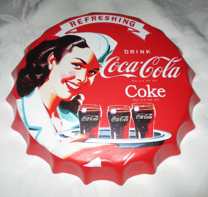 COCA-COLA 3-dimensional Metal Bottle Cap Wall Sign Decor - Etsy