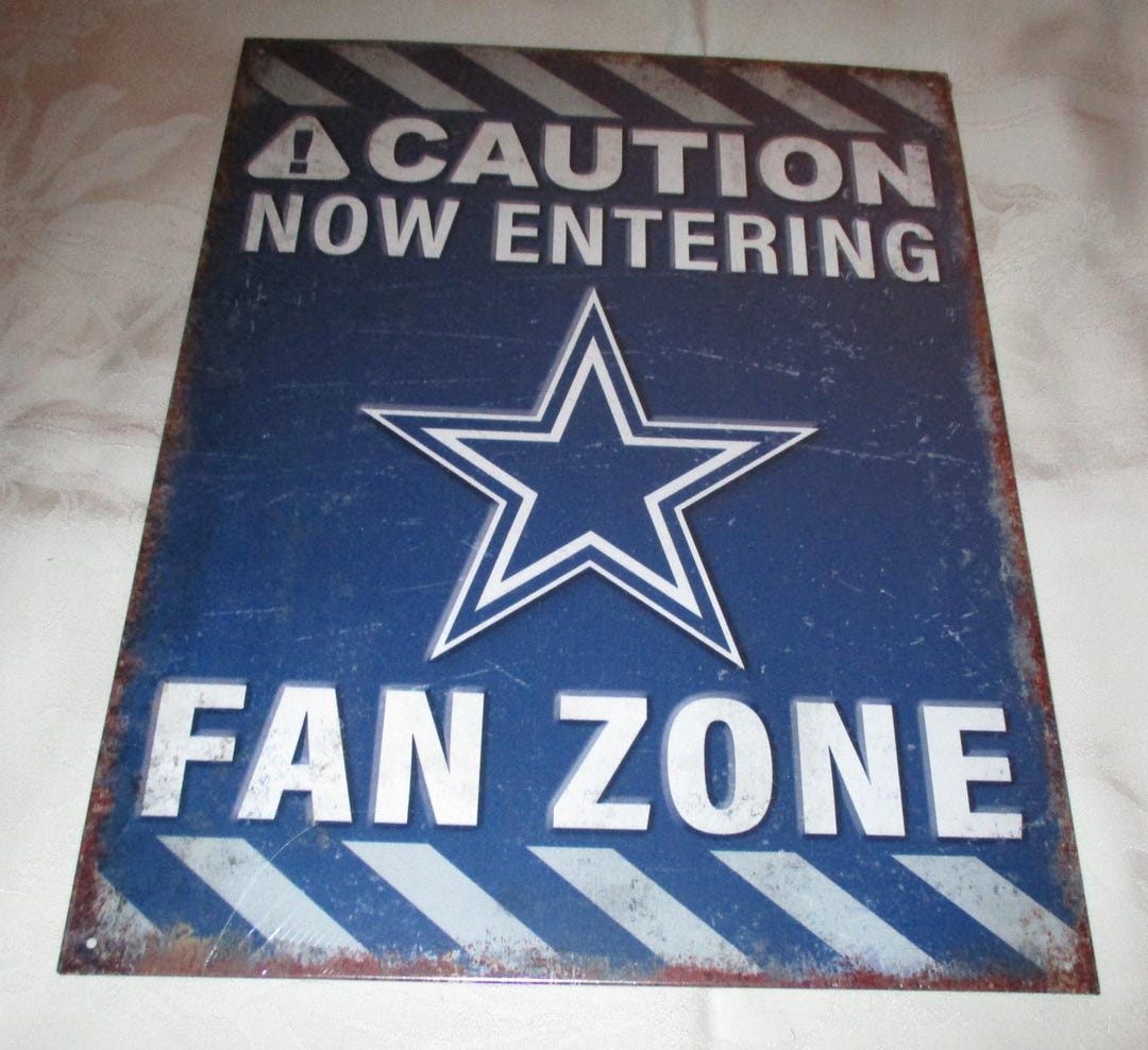 Dallas cowboys fan zone poster style distressed metal sign 16 inches by