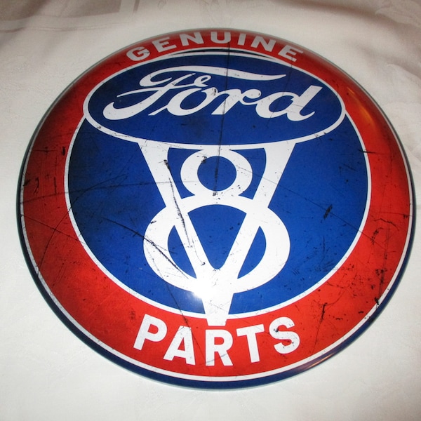 FORD V8 Round Metal DOME SIGN Wall Sign Decor
