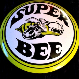Large SUPER-BEE Round Metal DOME Sign Wall Sign Decor