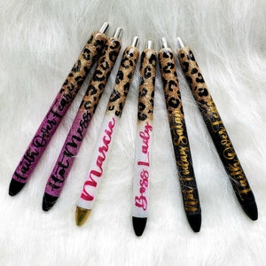 Leopard print glitter pens