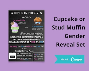 Cupcake or Stud Muffin Gender Reveal Set