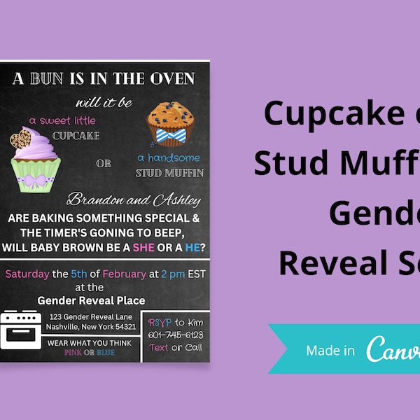 Cupcake or Stud Muffin Gender Reveal Etsy