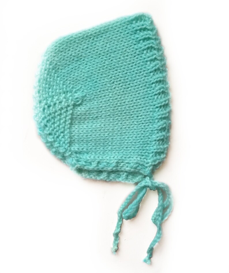 Ready to ship hand knitted bonnet sizes 0-4 years turquoise Waldorf baby shower gift baby toddler girl boy handknitted knits prop