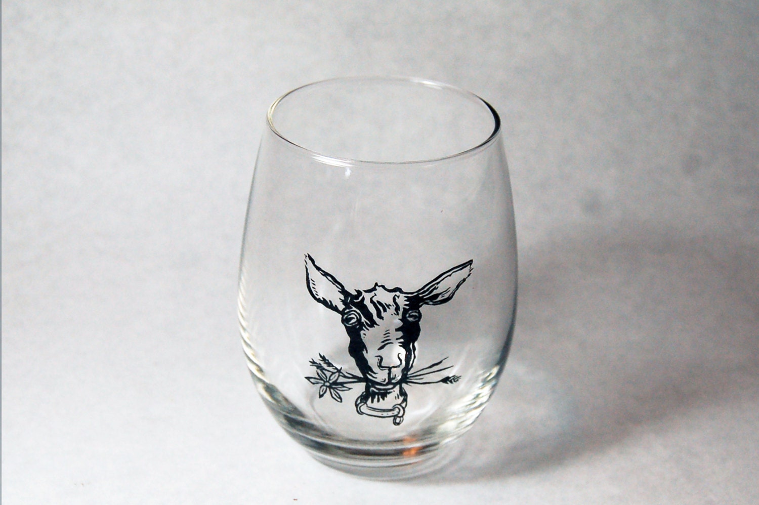 Goat Wine Glass Stemless // Glass Goat Drinkware // Home Bartender //…
