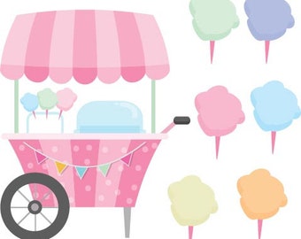 cotton candy fluff-cotton candy cones instant download candy clipart commercial use Cotton Candy Clipart- cotton candy printable