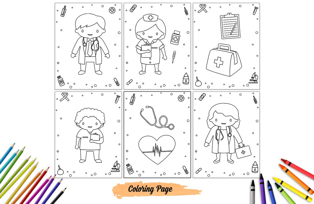 Doctor Coloring Page, Digital Coloring Page, Printable Coloring Sheet