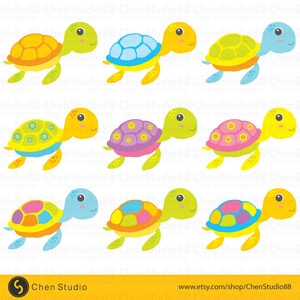 Cute turtle vector - Digital Clipart - Instant Download - EPS, Pdf and PNG files included