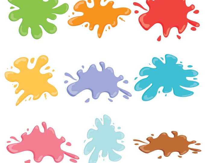 Paint Splatter Clipart, Digital Clipart Instant Download PNG Files