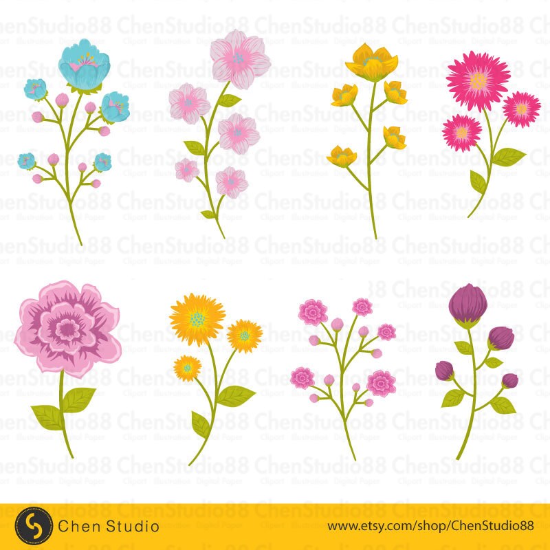 Flower Decoration Vector Digital Clipart Instant Download - Etsy