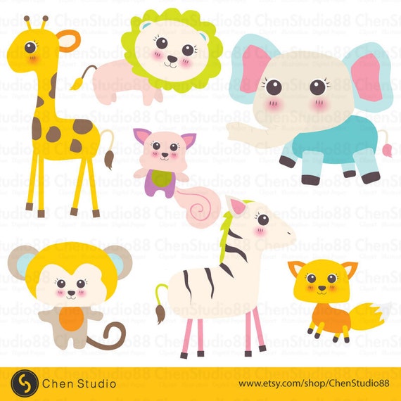 Items similar to Cute baby animals vector - Digital Clipart - Instant