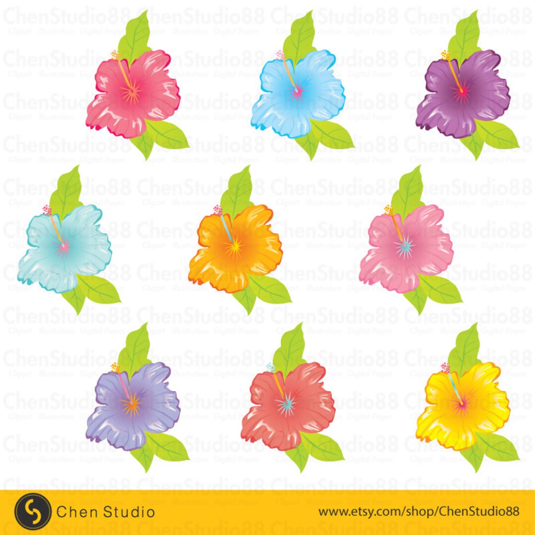 Hibiscus Vector Digital Clipart Instant Download EPS - Etsy