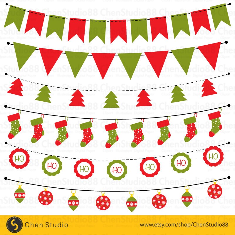Download Christmas bunting vector Digital Clipart Instant Download ...