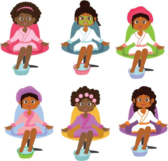 Black girl spa clipart Digital Clipart Descarga instantánea | Etsy