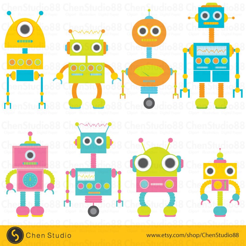 Robot Vector Digital Clipart Instant Download EPS Pdf - Etsy
