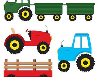 Cute tractor vector, Digital Clipart - Instant Download - EPS, PNG files included