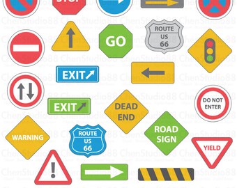 Road sign vector - Digital Clipart - Instant Download - EPS, PNG files included