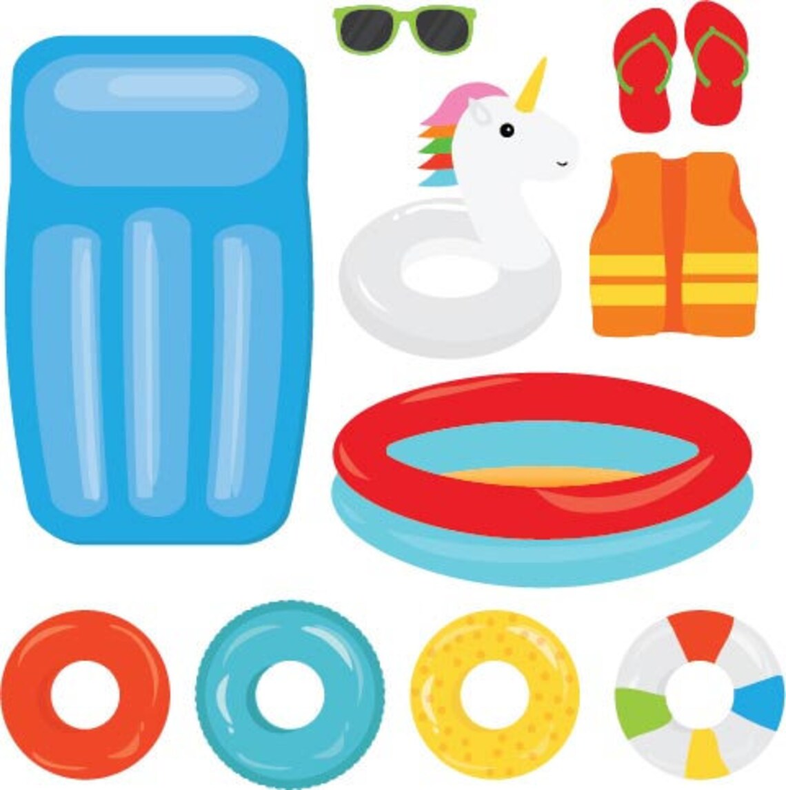Inflatable Pool Toy Clipart Digital Clipart Instant Etsy