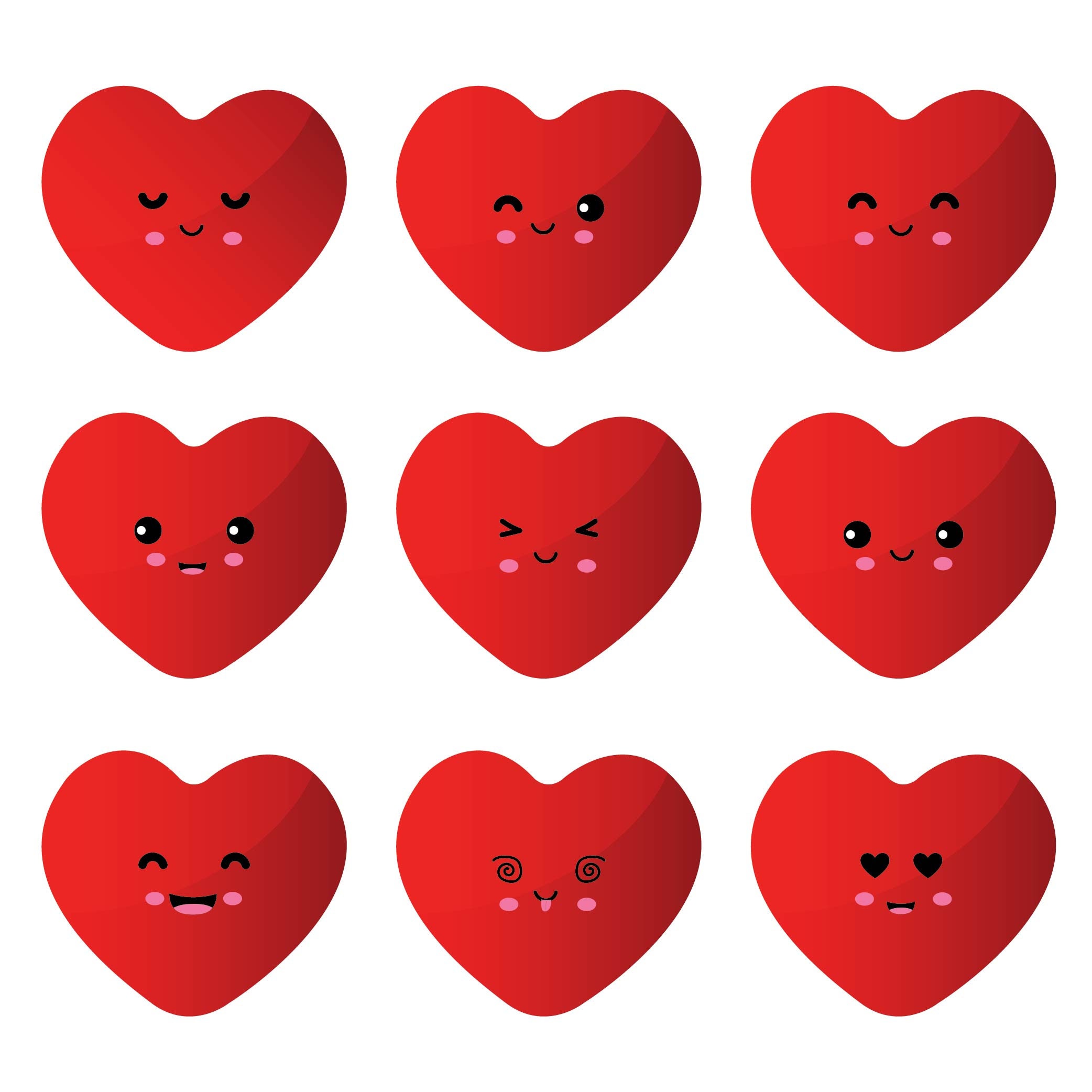 Kawaii red heart clipart Digital Clipart Instant Download | Etsy