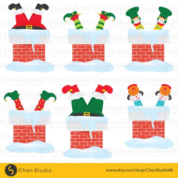 Clipart santa chimney, clipart santa chimney transparent free for Christmas chimney vector Digital Clipart Instant Download | Etsy