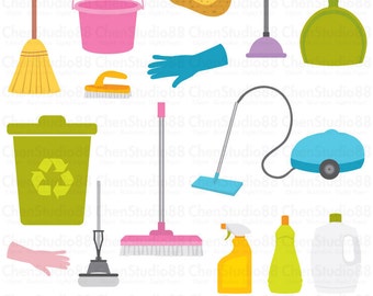 House Cleaning vector - Digital Clipart - Instant Download - EPS, PNG files included