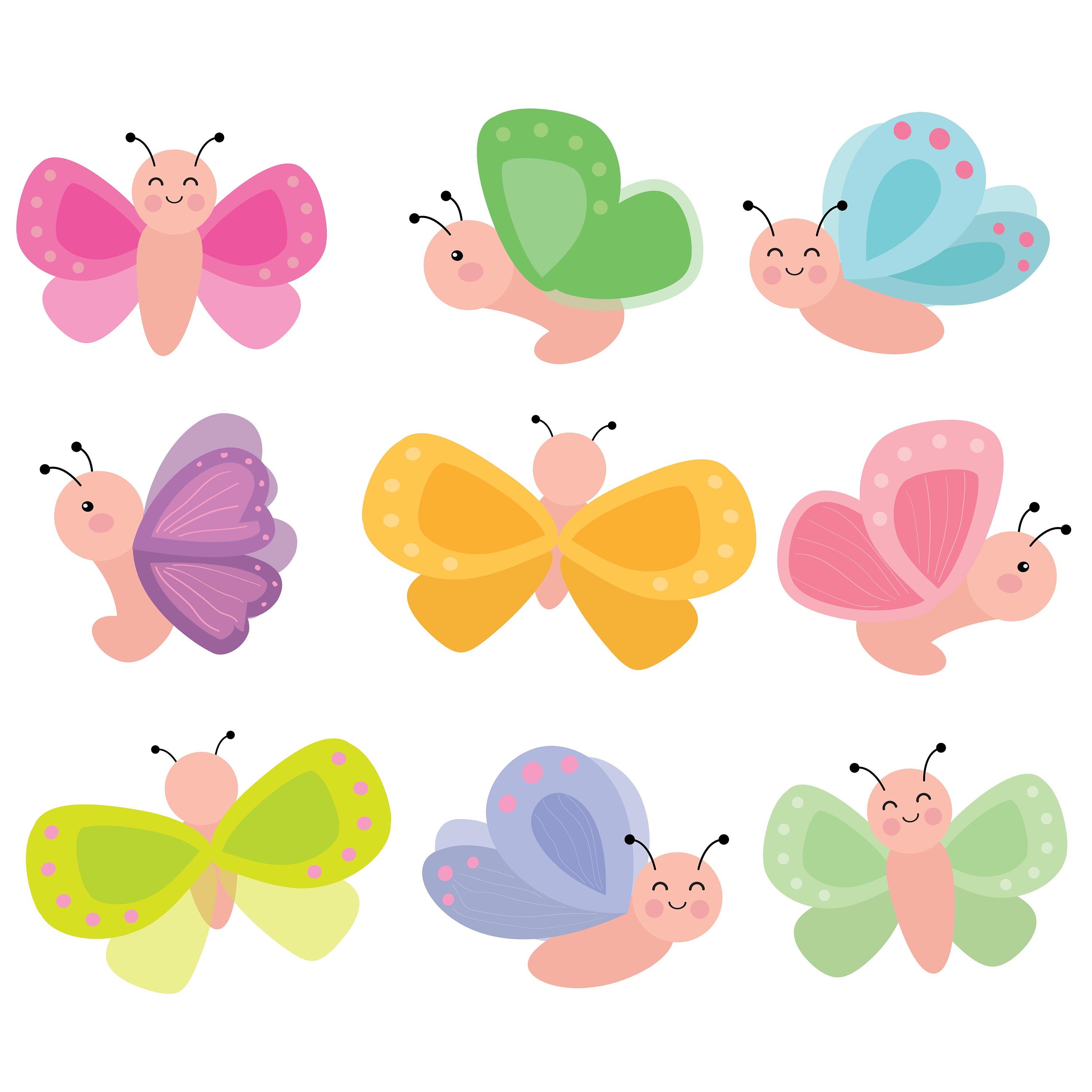 Cute Butterfly Clipart, Digital Clipart Instant Download PNG Files ...