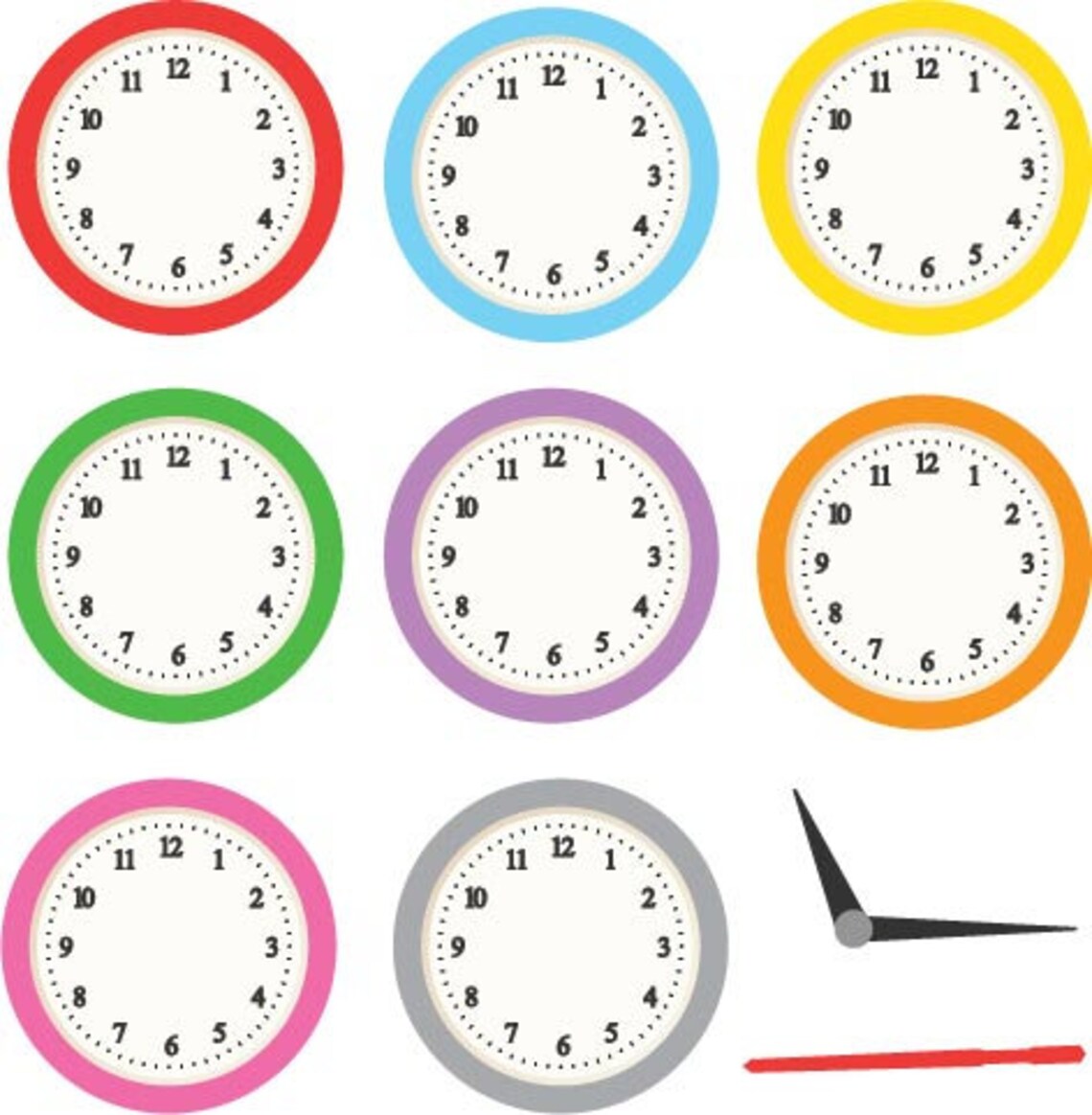 Cute wall clock Clipart Digital Clipart Instant Download | Etsy
